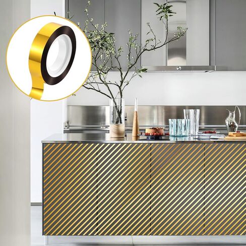 6 Rolls Mirror Tape Border, 1/2 Inch Gold Chrome Tapes, Self Adhesive Metalized Polyester Film Decorative Tapes, DIY Graphic Art Tape for Wall Decor TV Frame Crafts Gift Box Wrapping in Saudi Arabia