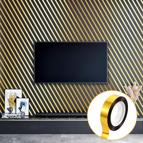 6 Rolls Mirror Tape Border, 1/2 Inch Gold Chrome Tapes, Self Adhesive Metalized Polyester Film Decorative Tapes, DIY Graphic Art Tape for Wall Decor TV Frame Crafts Gift Box Wrapping in Saudi Arabia