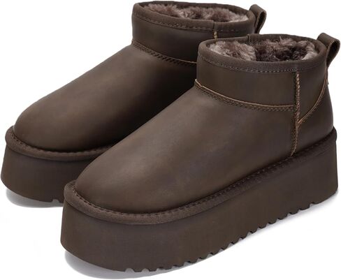 Project Cloud 100% Genuine Suede Leather Ankle Boots for Women - Fur Boots Memory Foam Insole Womens Boots - Anti-Slip Mini Platform Boots - Lightweight Winter Boots for Women - Snow Boots (Huggy) in Kuwait