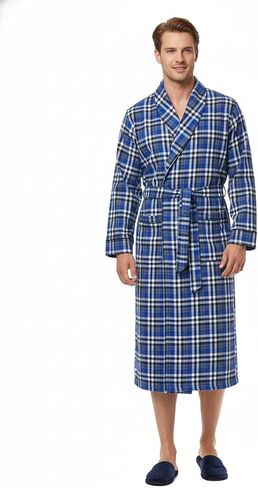 Mens Premium 100% Cotton Flannel Robe in Saudi Arabia