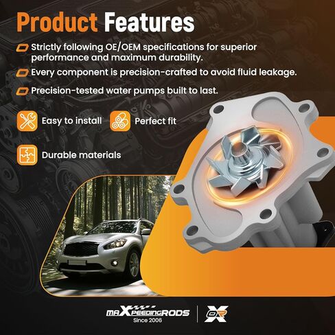 maXpeedingrods AW9488 Engine Water Pump for Infiniti FX50 09-13 QX70 2014 M56 11-13 Q70 Q70L QX80 14-19 QX56 04-13, for Nissan Armada Titan 05-19 Titan XD 16-19 NV2500 NV3500 12-19 Pathfinder 08-12 in Saudi Arabia