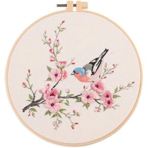 مجموعة تطريز IUHUI للمبتدئين والبالغين - يصل الربيع مع أنماط سهلة الجمال، مجموعة تطريز يدوية ذاتية الصنع مع طوق (زهور الفراشة الزرقاء) in Kuwait