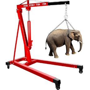 37" L×60" W×56" H Engine Hoist, 2.5 Ton Engine Hoist Cherry Picker with 24" Adjustable Boom, 5000LBS Engine Lift with 360° Casters, Alloy Steel Hoist Stand for Garage (Red) in Saudi Arabia