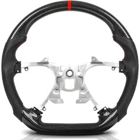 Black Nappa Leather Steering Wheel For Chevy Silverado Suburban Tahoe 2007-2013, D-Shaped Flat-Bottom, Perforated Leather Grips, No Marking & Black Stitches (PIANO BLACK) in Kuwait