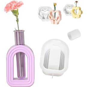 قالب مزهرية من راتنج القلب مع أنبوب اختبار ونباتات مائية وقوالب سيليكون للحرف اليدوية قالب صب راتنجات الإيبوكسي لحامل الزهور DIY ديكور المنزل والمكتب والزفاف (النمط 2) in Kuwait