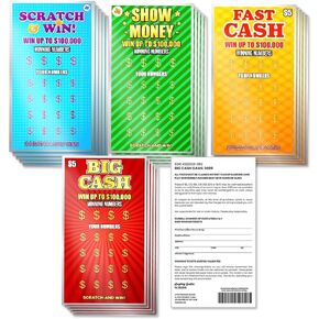 20 Pack Fake Lottery Tickets 2.25 x 4 Inches - Ultra Realistic Prank Scratch Off Tickets, $100K Winning Cards - Funny Gag Gift for Adults, Easy-to-Scratch, White Elephant, Parties & Stress-Free Laughs in Saudi Arabia