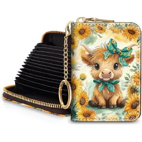 Credit Card Holder for Women, Tropical Leaves Abstract Small RFID Wallet with Zipper, Card Keychain Wallet, Leather Card Case, Business RFID Blocking Accordion Purse Wallet Gift in Kuwait