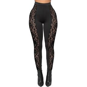 Atyfuniby Womens Leggings High Waisted - Sexy Skinny Mesh See Through Pants Party Clubwear in Kuwait
