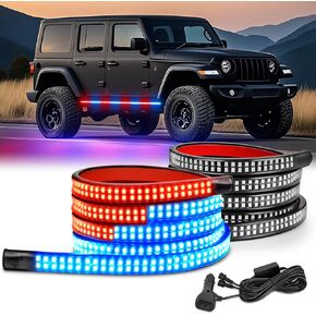 Nilight 60" Truck Tailgate Light Bar Double Row LED Flexible Strip Running Turn Signal Brake Reverse Tail Light,Red/White,No-Drilling,2 Years Warranty in Kuwait