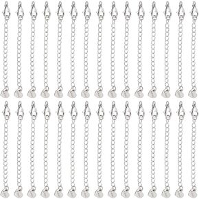 UNICRAFTALE 30Pcs 304 Stainless Steel Curb Chain Extender End Chains with Lobster Claw Clasps and Heart Chain Tabs 75mm Long Bracelet Necklace Extension Chains for DIY Jewelry Making in Kuwait