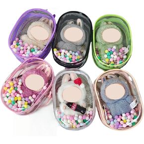 حقيبة عرض شفافة لـ LABUBU، حقيبة تخزين الدمية، حقيبة حمل صندوق أعمى، سلسلة مفاتيح ساحرة للمقتنيات (مع سحاب مقاوم للماء)، 6.89 * 2.36 * 4.72 بوصة (وردي فاتح) in Kuwait