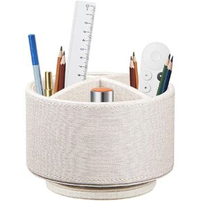 حامل أقلام دوار 360 درجة من فانوسي للمكتب، منظم قلم رصاص من الجلد للتحكم عن بعد، حامل طاولة سطح المكتب منضدة تخزين العلبة، منظمات مكتب المكتب وملحقاته 5.5 × 5.5 × 4.0 بوصة in Kuwait