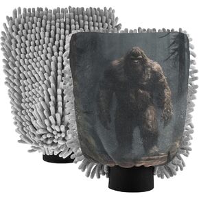 AIXIWAWA Car Wash Mitt Washing Glove Scratch Free Water Absorbent 2 Pack Medium Forest Ape Man Print in Kuwait