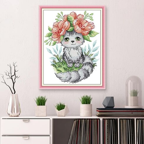 CROSSDECOR 14CT Stamped Patterns Cross Stitch with Needlepoint Package Printed On Aida Canvas Embroidery Cross-Stitch Home Décor 7×8.6inch in Saudi Arabia