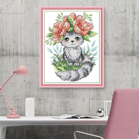 CROSSDECOR 14CT Stamped Patterns Cross Stitch with Needlepoint Package Printed On Aida Canvas Embroidery Cross-Stitch Home Décor 7×8.6inch in Saudi Arabia