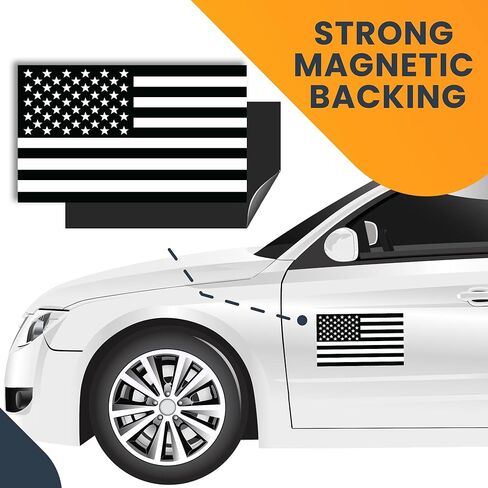 Magnet Me Up Black and White American Flag Car Magnet Decal, 5x8 Inches, Heavy Duty Automotive Magnet for Car Truck SUV in Saudi Arabia