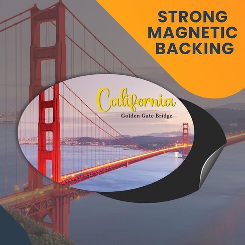 ملصق مغناطيسي بيضاوي ذو مناظر طبيعية خلابة من Magnet Me Up California Golden Gate Bridge، مقاس 4x6 بوصة، مغناطيس سيارات عالي التحمل للسيارة أو الشاحنة أو سيارات الدفع الرباعي، لعشاق الهندسة المعمارية، صُنع في الولايات المتحدة الأمريكية in Kuwait