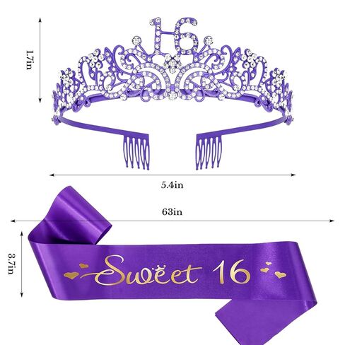Semato 10th Birthday Decorations - Purple Crown and Glitter Sash Kit for Girls' Birthday Party in Saudi Arabia