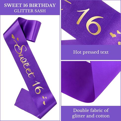 Semato 10th Birthday Decorations - Purple Crown and Glitter Sash Kit for Girls' Birthday Party in Saudi Arabia