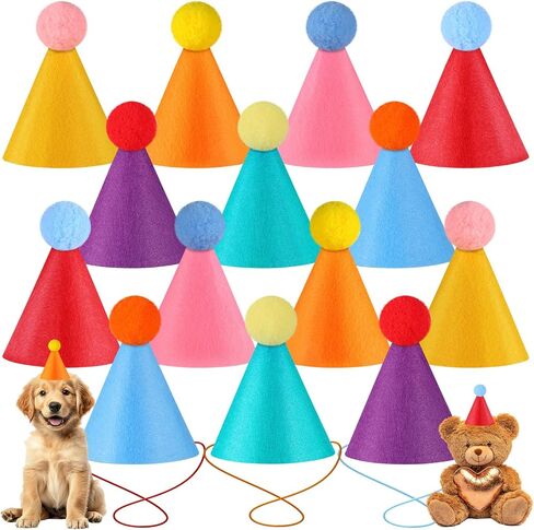 Mini Party Hat for Stuffed Animals, 14/28 Pcs Colorful Tiny Birthday Cone Hats for Party Supplies in Saudi Arabia