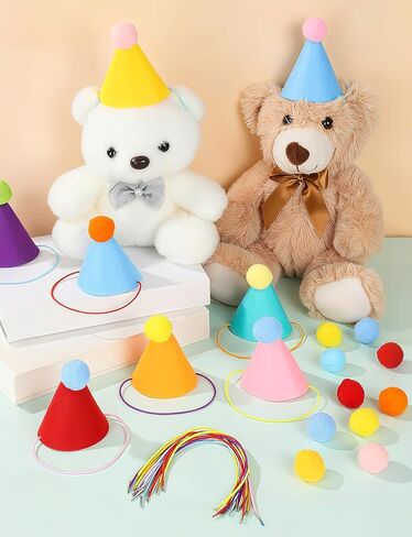 Mini Party Hat for Stuffed Animals, 14/28 Pcs Colorful Tiny Birthday Cone Hats for Party Supplies in Saudi Arabia