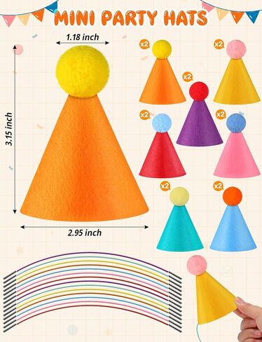 Mini Party Hat for Stuffed Animals, 14/28 Pcs Colorful Tiny Birthday Cone Hats for Party Supplies in Saudi Arabia