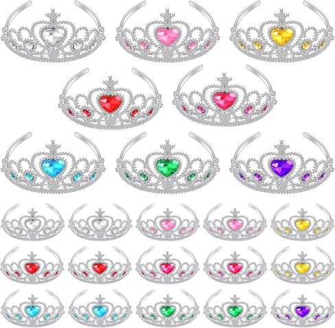 Zhanmai 24 Pcs Tiara Crown Set Princess Crown for Girls Plastic Tiaras Dress up Costume Party Favor Accessories Kid Birthday (Bright Colors) in Saudi Arabia