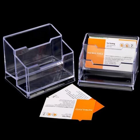 Business Card Holder for Desk, Transparent Plastic Horizontal Cards Display Holder Stand , Name Cards Desktop Storage Rack for Exhibition Home Office, Men Women Use, 30-50 Card Capacity in Saudi Arabia