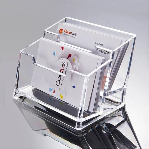 Business Card Holder for Desk, Transparent Plastic Horizontal Cards Display Holder Stand , Name Cards Desktop Storage Rack for Exhibition Home Office, Men Women Use, 30-50 Card Capacity in Saudi Arabia