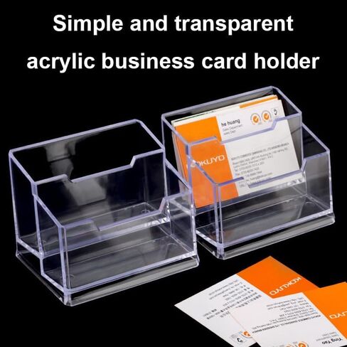 Business Card Holder for Desk, Transparent Plastic Horizontal Cards Display Holder Stand , Name Cards Desktop Storage Rack for Exhibition Home Office, Men Women Use, 30-50 Card Capacity in Saudi Arabia