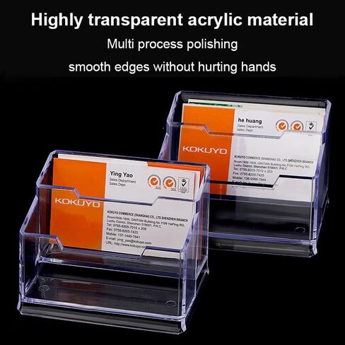 Business Card Holder for Desk, Transparent Plastic Horizontal Cards Display Holder Stand , Name Cards Desktop Storage Rack for Exhibition Home Office, Men Women Use, 30-50 Card Capacity in Saudi Arabia