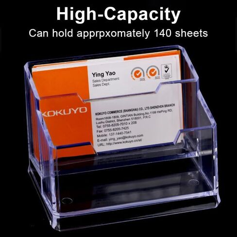 Business Card Holder for Desk, Transparent Plastic Horizontal Cards Display Holder Stand , Name Cards Desktop Storage Rack for Exhibition Home Office, Men Women Use, 30-50 Card Capacity in Saudi Arabia