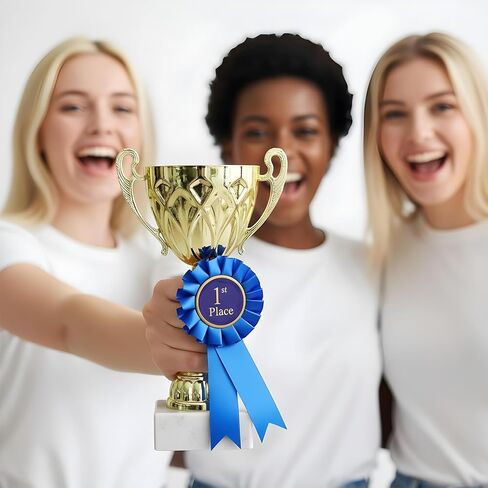 3 Pack Award Ribbons, 1st 2nd 3rd Place Ribbons, Prize Ribbon Blue Red White, First Place Ribbon for Competition & Sports, Participation Winner Award Badges for School Parties, Coaches, Event in Saudi Arabia
