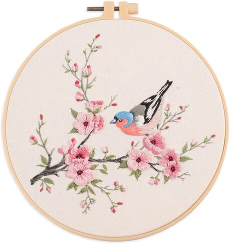 مجموعة تطريز IUHUI للمبتدئين والبالغين - يصل الربيع مع أنماط سهلة الجمال، مجموعة تطريز يدوية ذاتية الصنع مع طوق (زهور الفراشة الزرقاء) in Kuwait