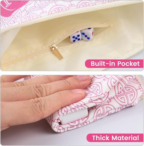 Mahjong Tile Bag, Chinoiserie Mahjong Bag, Suitable For 1.2 "(30mm) Standard Size American Mahjong Tiles,Soft Thickened Carrying Bag With Zipper Inner Pocket Waterproof - Pink (Case Only) in Saudi Arabia