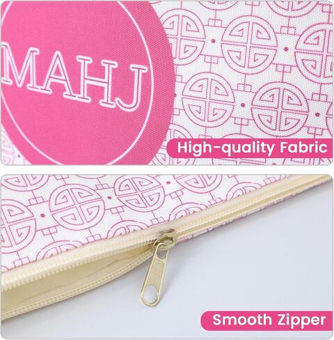 Mahjong Tile Bag, Chinoiserie Mahjong Bag, Suitable For 1.2 "(30mm) Standard Size American Mahjong Tiles,Soft Thickened Carrying Bag With Zipper Inner Pocket Waterproof - Pink (Case Only) in Saudi Arabia