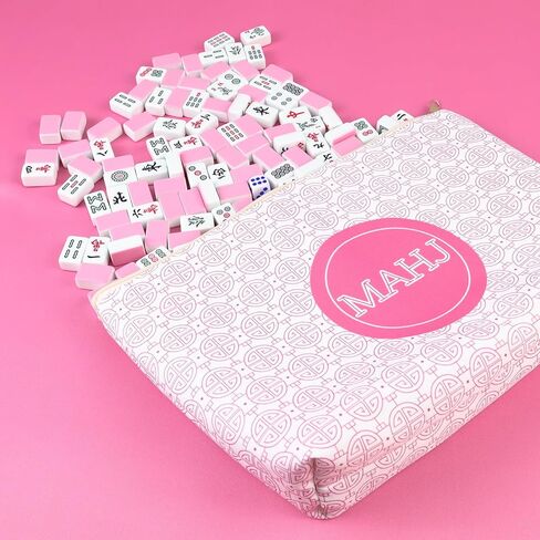 Mahjong Tile Bag, Chinoiserie Mahjong Bag, Suitable For 1.2 "(30mm) Standard Size American Mahjong Tiles,Soft Thickened Carrying Bag With Zipper Inner Pocket Waterproof - Pink (Case Only) in Saudi Arabia