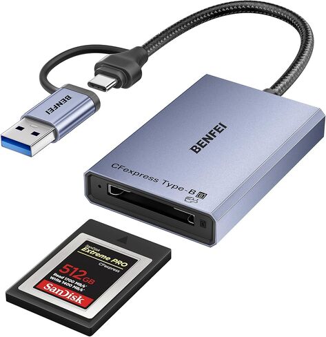 BENFEI CFexpress Type A Card Reader with USB 3.2 (Gen 2) 10Gbps, USB-C&USB-A 2-in-1 Type A CFexpress Adapter, Compatible with Windows/Mac/Linux/Android in Saudi Arabia