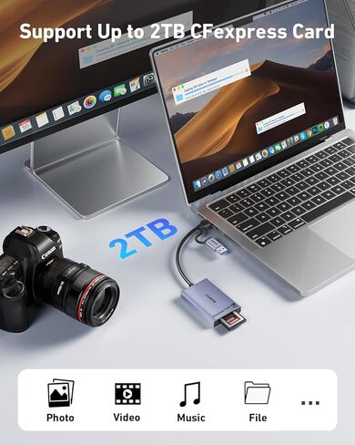 BENFEI CFexpress Type A Card Reader with USB 3.2 (Gen 2) 10Gbps, USB-C&USB-A 2-in-1 Type A CFexpress Adapter, Compatible with Windows/Mac/Linux/Android in Saudi Arabia