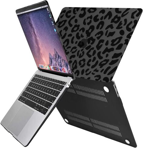 MOSISO Compatible with MacBook Air 13 inch Case 2022-2018 Release A2337 M1 A2179 A1932, Neoprene Bag with Small Case&Plastic Leopard Grain Hard Shell Case&Keyboard Cover&Screen Protector, Black in Saudi Arabia