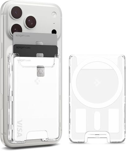 Spigen for MagSafe Wallet, Holds 3 Cards, Ultra Hybrid MagFit | For iPhone 17/16/15/14/13/12, Pixel 11/10 Series, Magnetic Cases, Pixelsnap, Plaud Note & More, Transparent - Crystal Clear in Saudi Arabia