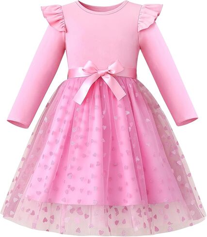 فساتين كاجوال للفتيات الصغيرات بأكمام قصيرة ورقبة دائرية فستان برسوم كارتونية للأطفال من عمر 2 إلى 8 سنوات in Kuwait