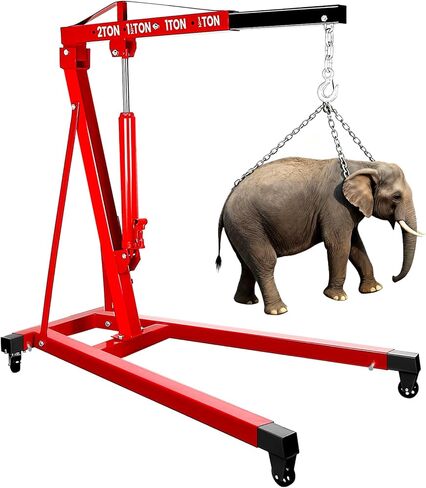 37" L×60" W×56" H Engine Hoist, 2.5 Ton Engine Hoist Cherry Picker with 24" Adjustable Boom, 5000LBS Engine Lift with 360° Casters, Alloy Steel Hoist Stand for Garage (Red) in Saudi Arabia