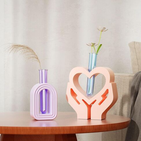 قالب مزهرية من راتنج القلب مع أنبوب اختبار ونباتات مائية وقوالب سيليكون للحرف اليدوية قالب صب راتنجات الإيبوكسي لحامل الزهور DIY ديكور المنزل والمكتب والزفاف (النمط 2) in Kuwait