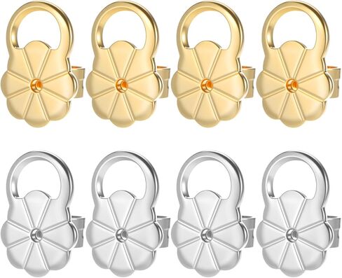 8 Pcs Earring Backs for Droopy Ears, Earring Lifters Backs with Ear Lifting Support, Secure Backers for Heavy Earrings & Studs, Gold & Silver in Saudi Arabia