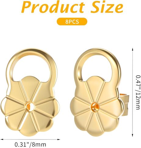 8 Pcs Earring Backs for Droopy Ears, Earring Lifters Backs with Ear Lifting Support, Secure Backers for Heavy Earrings & Studs, Gold & Silver in Saudi Arabia