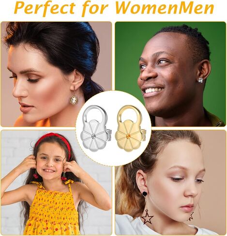 8 Pcs Earring Backs for Droopy Ears, Earring Lifters Backs with Ear Lifting Support, Secure Backers for Heavy Earrings & Studs, Gold & Silver in Saudi Arabia