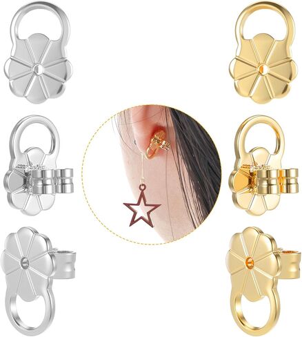 8 Pcs Earring Backs for Droopy Ears, Earring Lifters Backs with Ear Lifting Support, Secure Backers for Heavy Earrings & Studs, Gold & Silver in Saudi Arabia