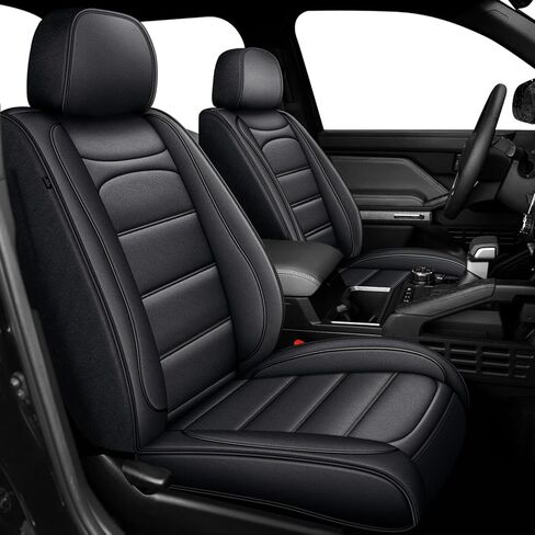 أغطية مقاعد AOMSAZTO Ford Ranger: مجموعة كاملة مخصصة 2019 2020 2021 2022 2023 2024 2025 Ford Ranger XLT/XL/Lariat واقي مقعد جلدي مقاوم للماء (5 مقاعد، أسود) in Kuwait