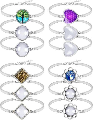 J6QIHANG Adjustable Cabochon Bezel Tray Blank Bracelets Bangle with 20mm Cabochon Glasses for Crafting DIY Photo Cameo Bracelets Jewelry Crafts Making in Saudi Arabia